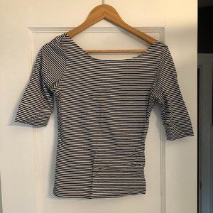 Rachel Comey Quarter-Sleeve Striped top with Scoop back, Size Medium